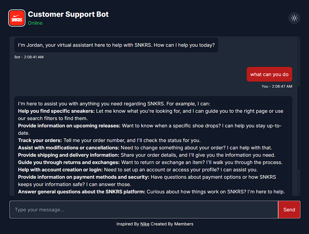 SNKRS Chat Bot